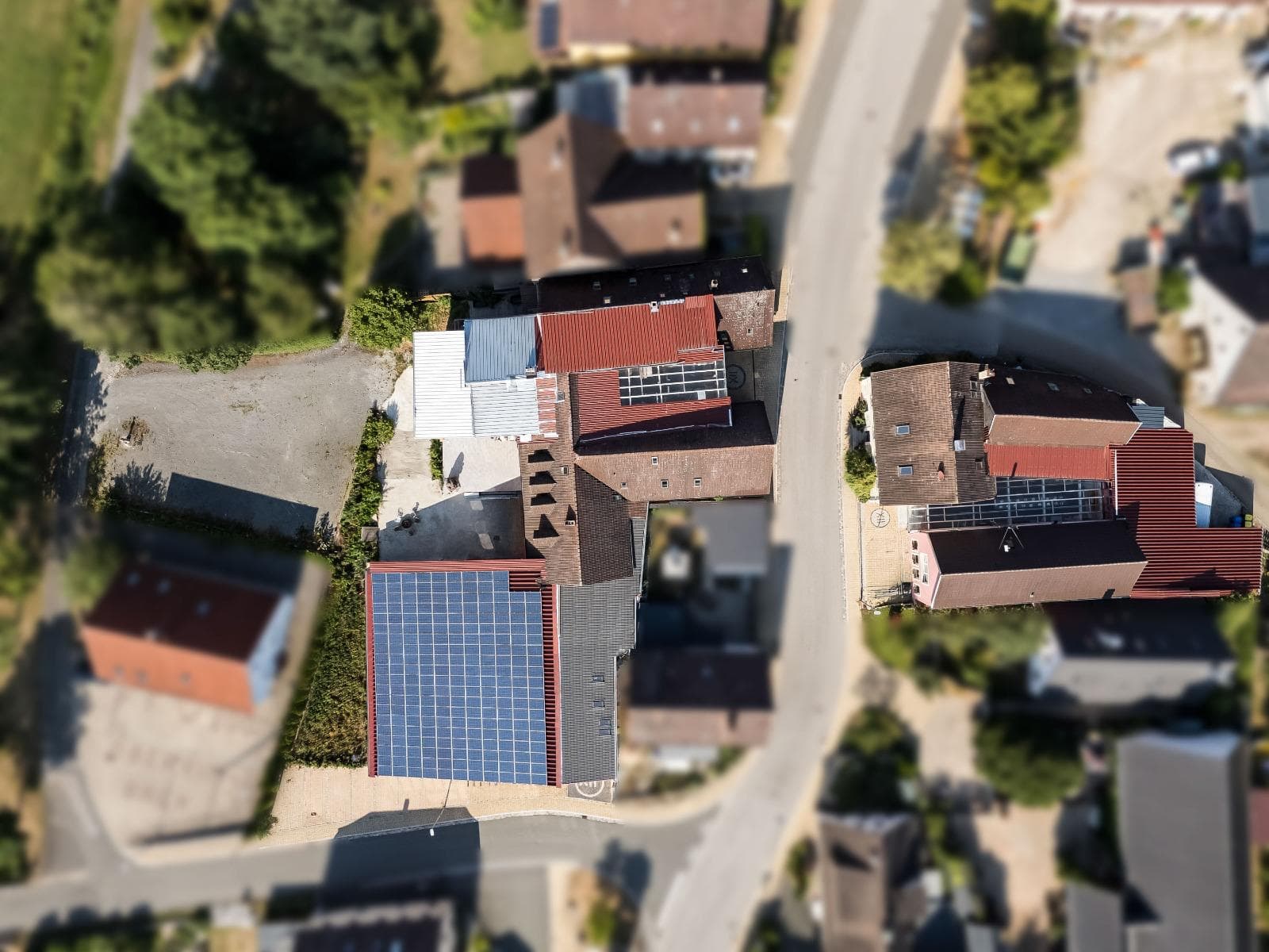 Aerial view of Oberrimbach in the Steigerwald with Punkt XII